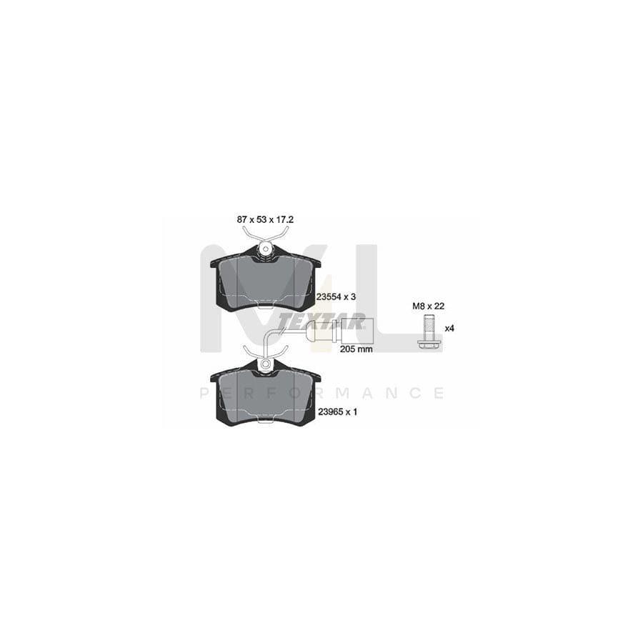 TEXTAR 2355403 Brake pad set with integrated wear warning contact, with brake caliper screws | ML Performance Car Parts