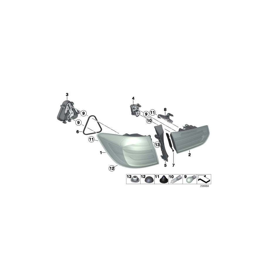 Genuine BMW 63217399739 F31 Tail Light Finisher, Left (Inc. 328dX, 325d & 320dX) | ML Performance US Car Parts