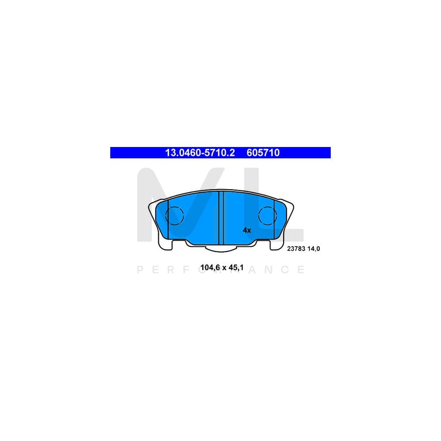 ATE 13.0460-5710.2 Brake pad set for DAIHATSU Move (L6_) excl. wear warning contact, not prepared for wear indicator
