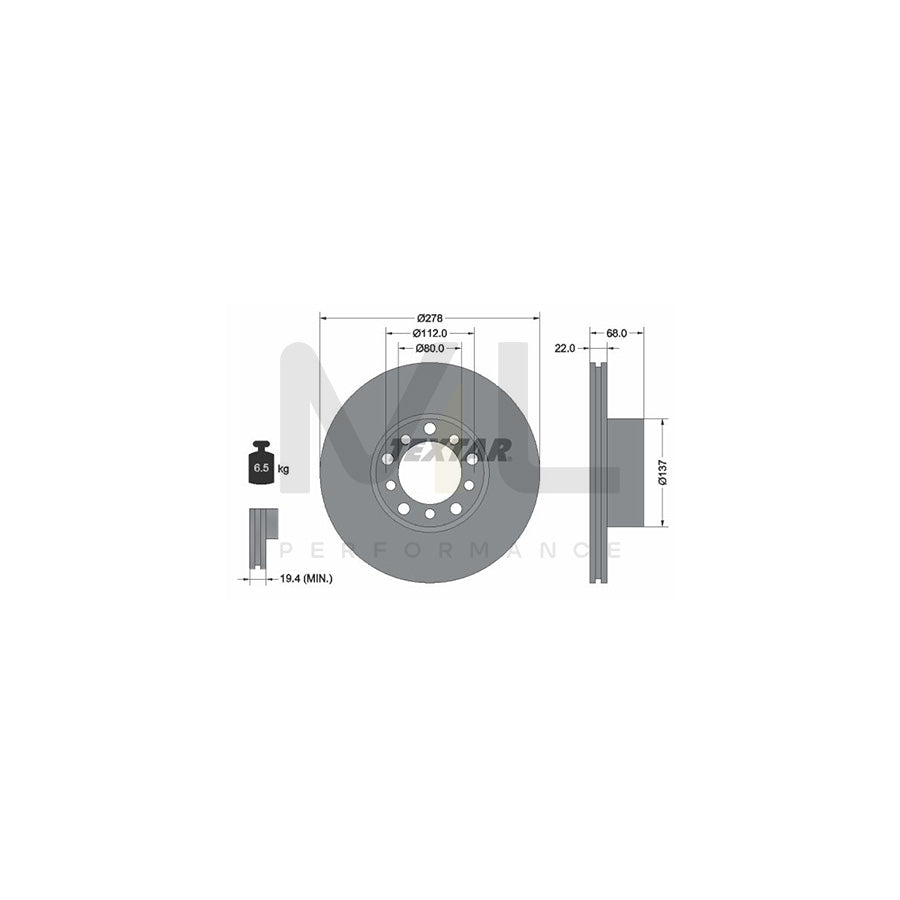 TEXTAR 92020400 Brake Disc Internally Vented, without wheel hub, without wheel studs | ML Performance Car Parts
