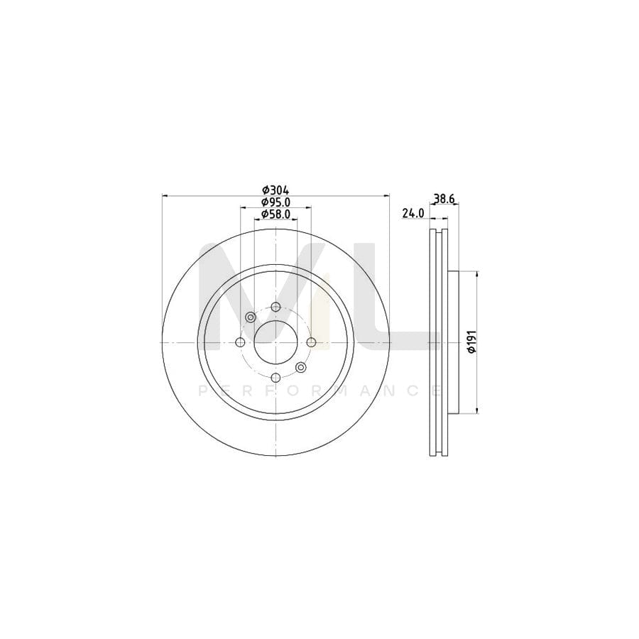 HELLA PRO 8DD 355 114-871 Brake Disc Internally Vented, Coated, without wheel hub, without wheel studs