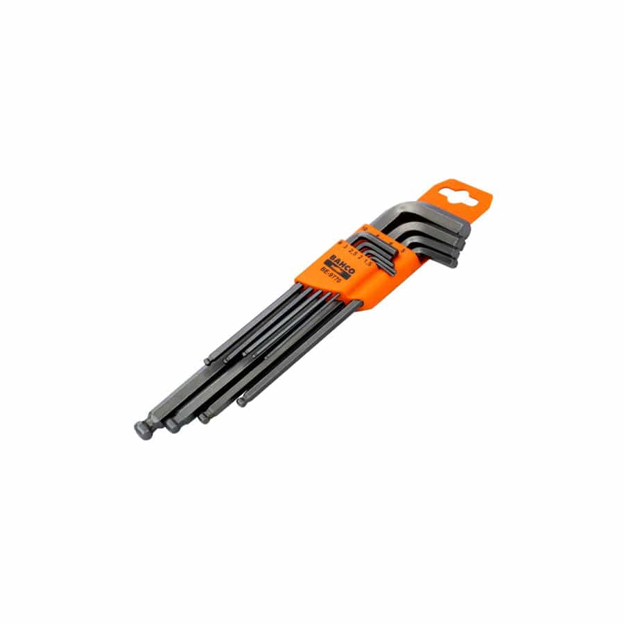 Bahco BAH9770 BE-9770 Metric Long Ball End Hex L-Key Set, 9 Piece