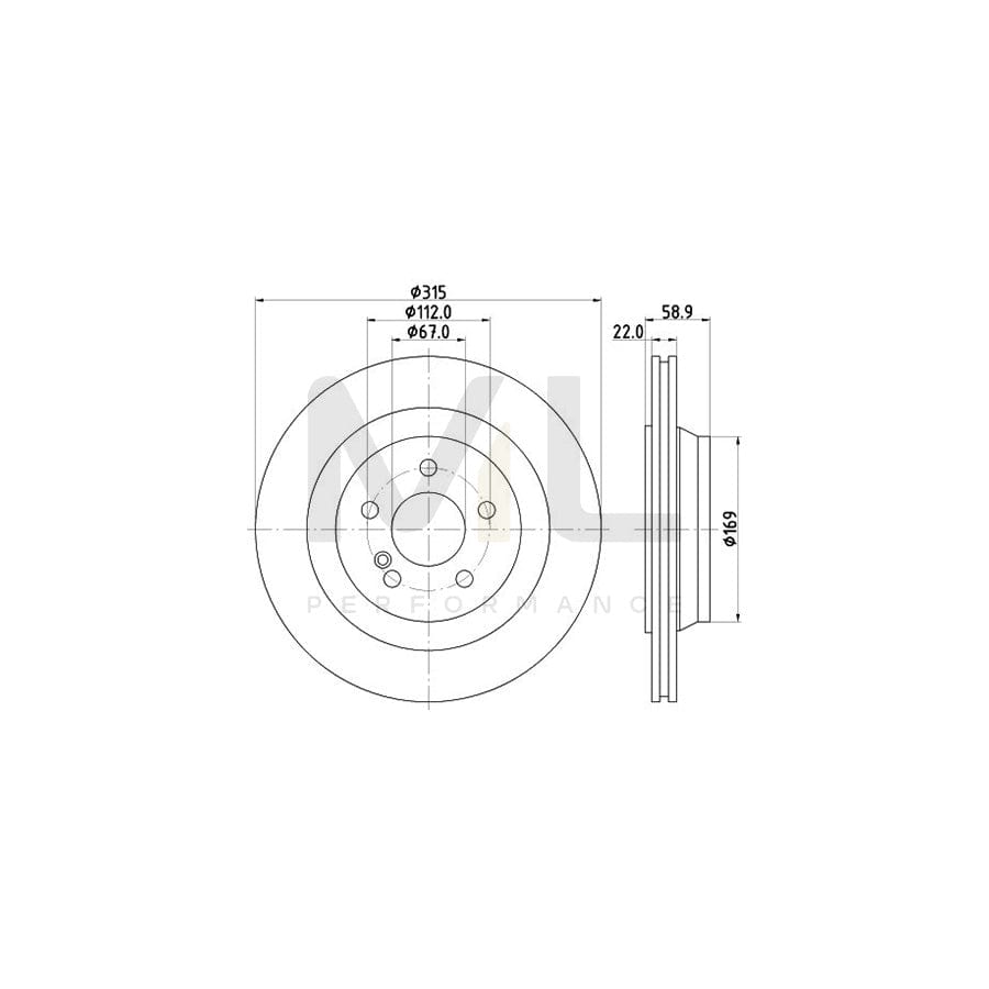 HELLA 8DD 355 107-961 Brake Disc suitable for MERCEDES-BENZ S-Class Internally Vented, without wheel hub, without wheel studs