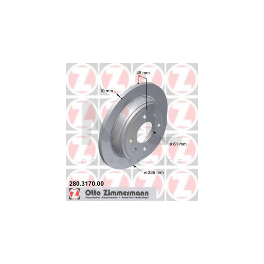 ZIMMERMANN 280.3170.00 Brake Disc Solid  - 1 piece