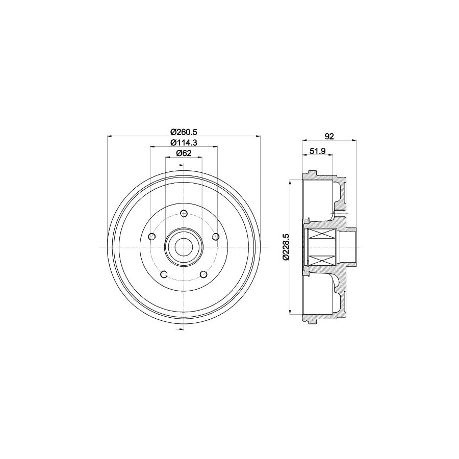 Hella 8DT 355 303-401 Brake Drum