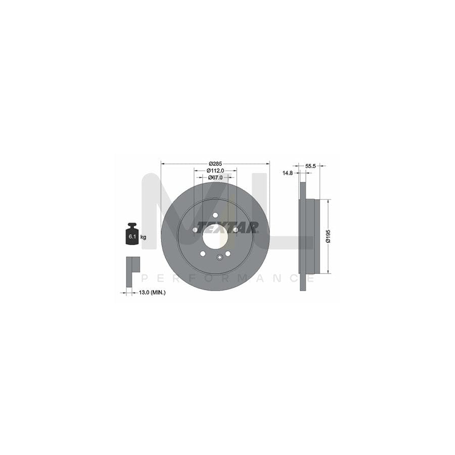TEXTAR 92090000 Brake Disc suitable for MERCEDES-BENZ ML-Class (W163) Solid, without wheel hub, without wheel studs | ML Performance Car Parts