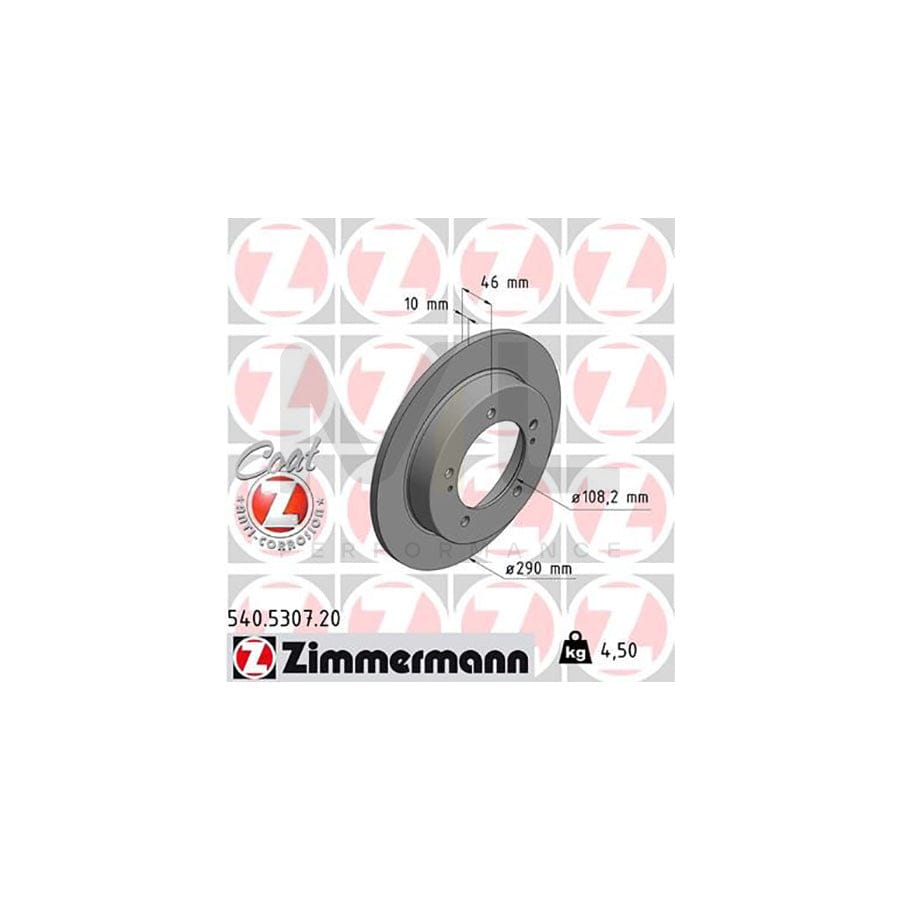 ZIMMERMANN COAT Z 540.5307.20 Brake Disc for SUZUKI JIMNY Solid, Coated  - 1 piece