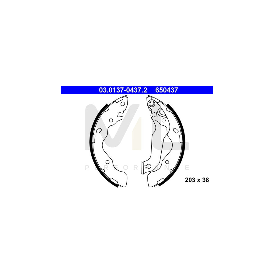 ATE 03.0137-0437.2 Brake Shoe Set with lever