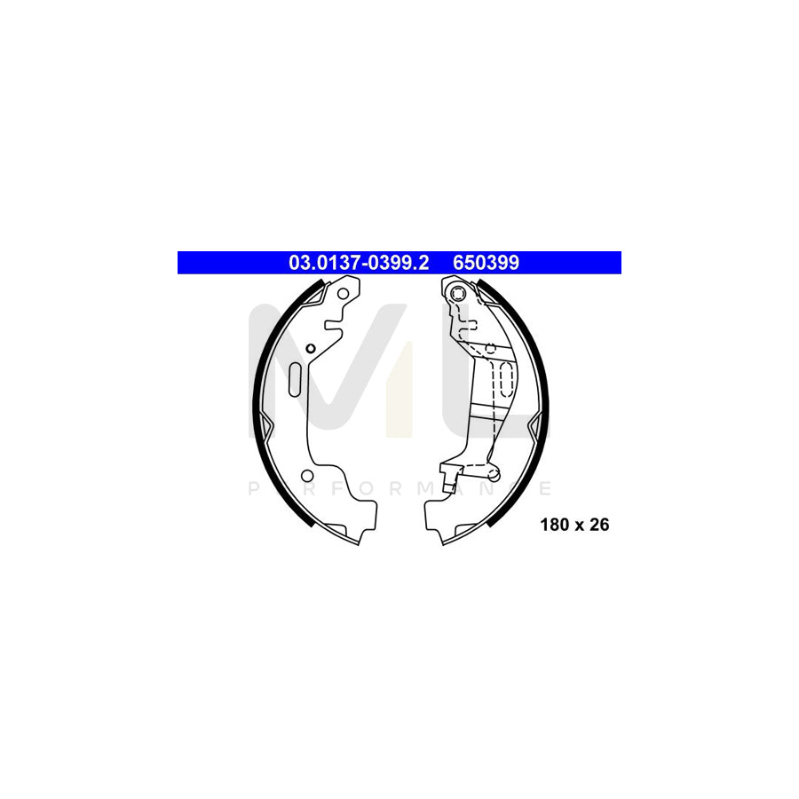 ATE 03.0137-0399.2 Brake Shoe Set with lever