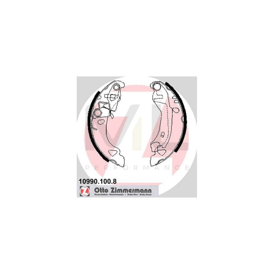 ZIMMERMANN 10990.100.8 Brake Shoe Set Photo corresponds to scope of supply, with lever