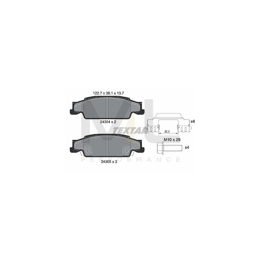 TEXTAR 2430402 Brake pad set with acoustic wear warning, with brake caliper screws, with accessories | ML Performance Car Parts