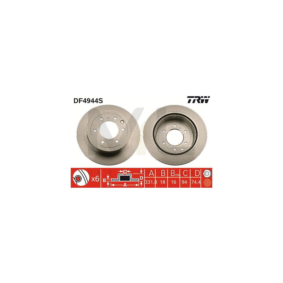 TRW DF4944S Brake Disc for MITSUBISHI Pajero / Shogun IV (V80) Vented, Painted, High-carbon | ML Performance Car Parts