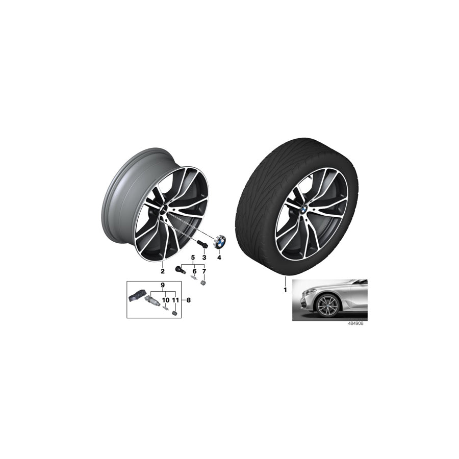 Genuine BMW 36116877021 G32 Disc Wheel Light Alloy Jet Bl.Sol.Paint 10JX20 ET:41 (Inc. 630dX, 620d & 630iX) | ML Performance US Car Parts