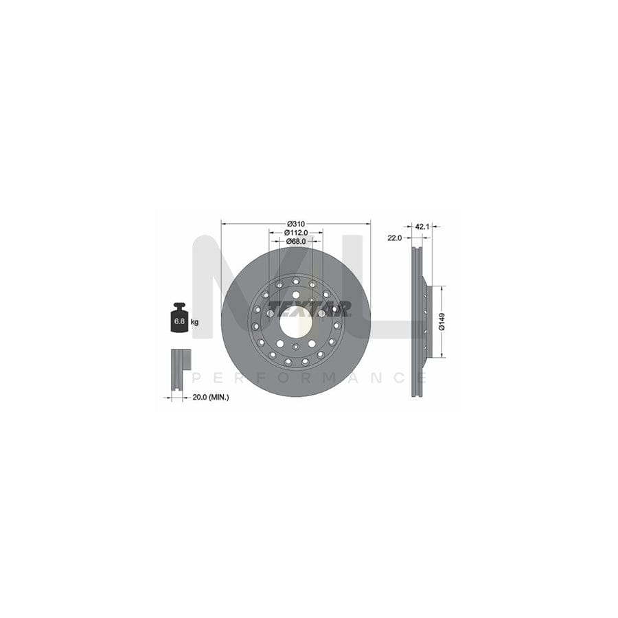 TEXTAR 92152300 Brake Disc Externally Vented, without wheel hub, without wheel studs | ML Performance Car Parts