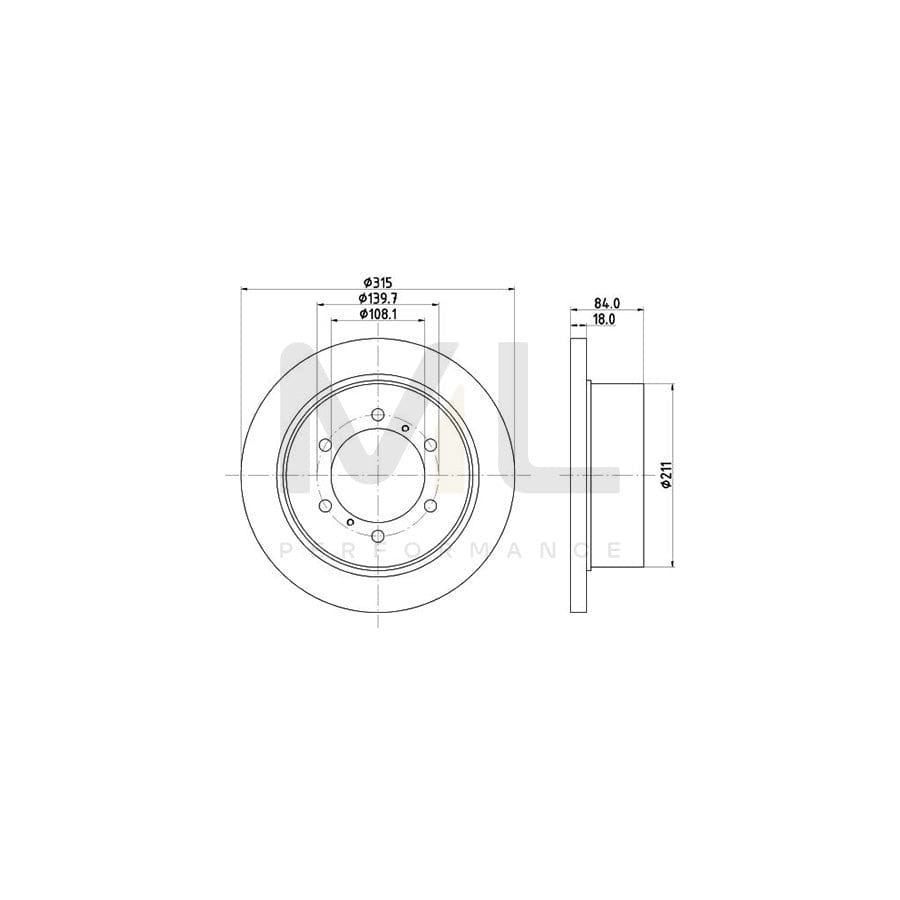 HELLA 8DD 355 106-221 Brake Disc Solid, without wheel hub, without wheel studs
