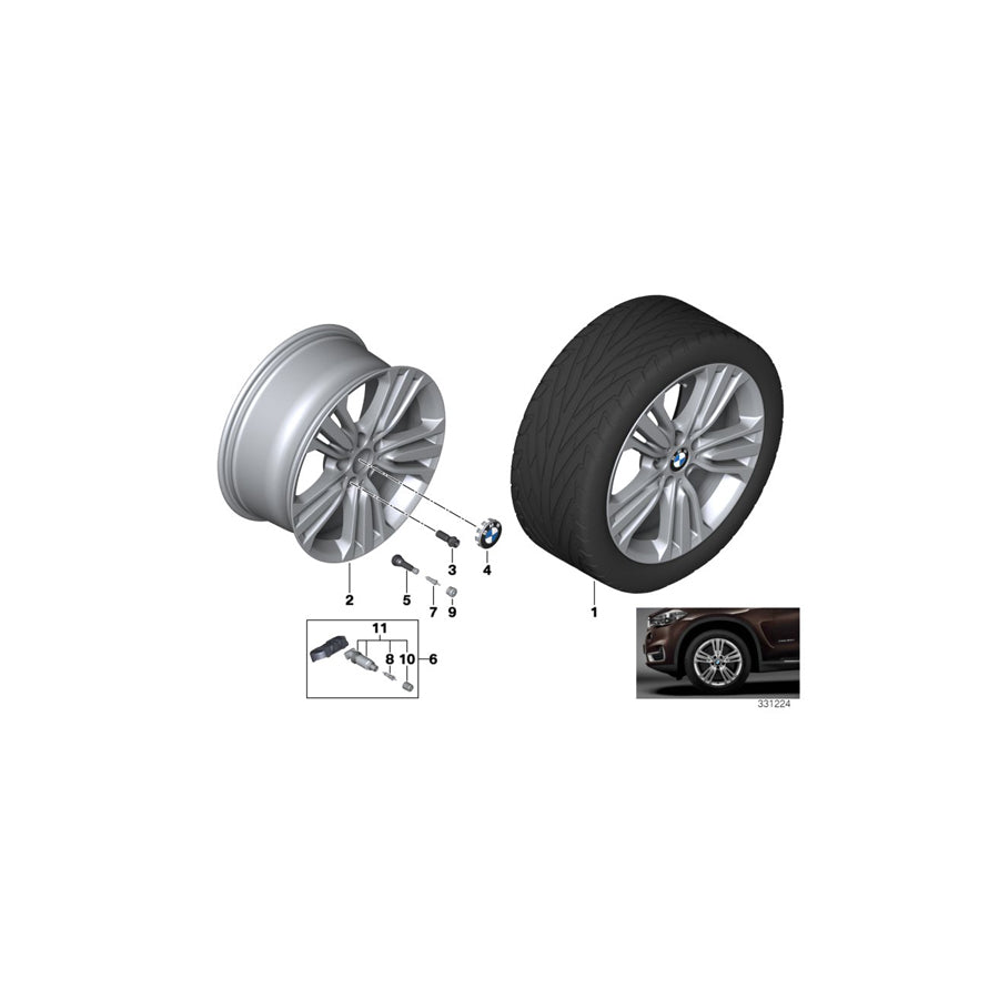 Genuine BMW 36116876768 F15 Disk Wheel, Light Alloy, In Orbitgrey 9JX19 ET48 (Inc. X5) | ML Performance US Car Parts