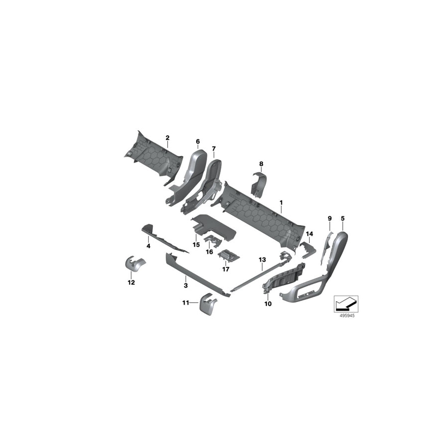 Genuine BMW 52207955152 G05 Cover, Seat Rail, Rear Right SCHWARZ (Inc. X5) | ML Performance US Car Parts