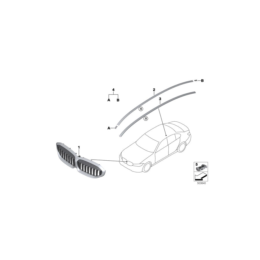 Genuine BMW 51139464787 G20 Roof Molding Prime-Coated Left (Inc. M340i, 320i & M340iX) | ML Performance US Car Parts