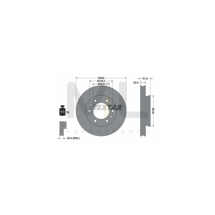 TEXTAR PRO 92253403 Brake Disc Internally Vented, Coated, without wheel hub, without wheel studs | ML Performance Car Parts