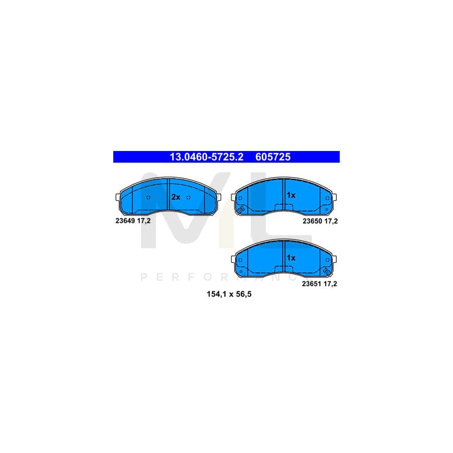 ATE 13.0460-5725.2 Brake pad set with acoustic wear warning