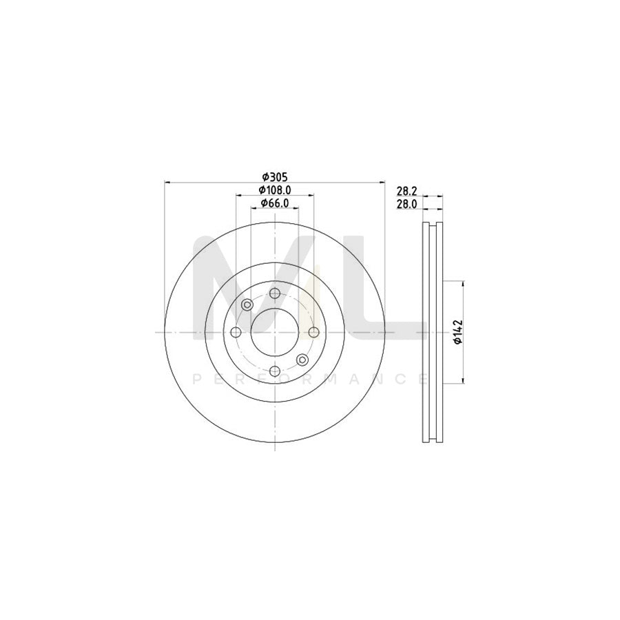 HELLA PRO 8DD 355 106-531 Brake Disc for PEUGEOT 406 Coupe Internally Vented, Coated, without wheel hub, without wheel studs