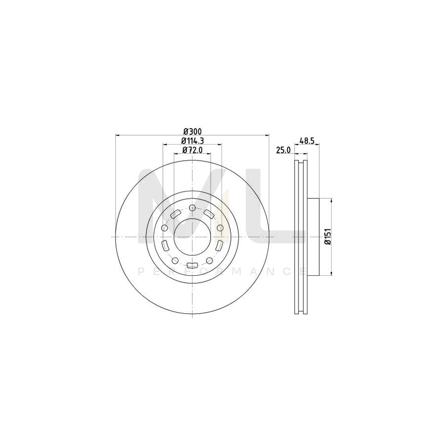 HELLA PRO High Carbon 8DD 355 128-241 Brake Disc Internally Vented, Coated, High-carbon, without wheel hub, without wheel studs