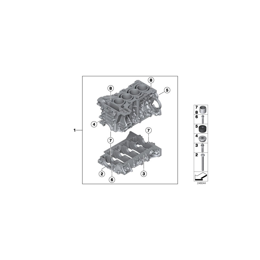 Genuine BMW 11112357459 F11 F10 F25 Engine Block With Piston (Inc. 520i, X3 18i & 320iX) | ML Performance US Car Parts