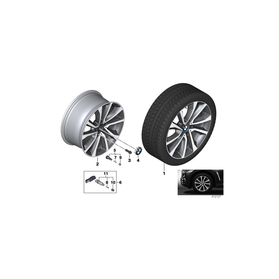 Genuine BMW 36116858874 F16 Light Alloy Rim Ferricgrey 9JX19 ET:48 (Inc. X6) | ML Performance US Car Parts