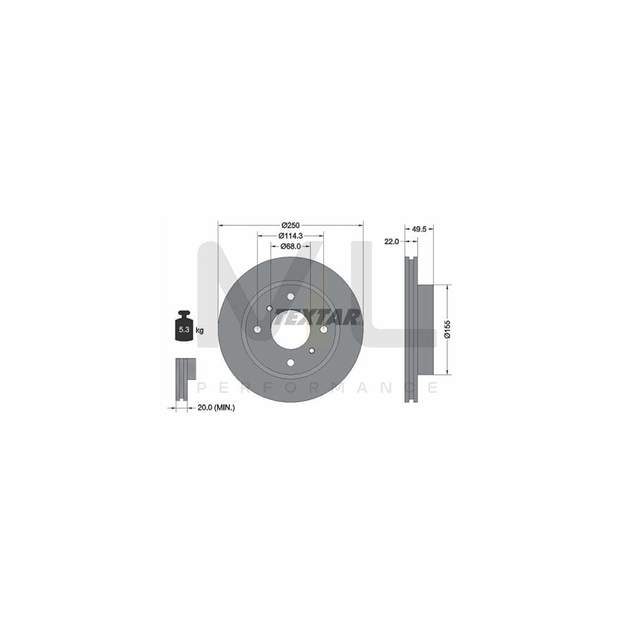TEXTAR 92047500 Brake Disc Internally Vented, without wheel hub, without wheel studs | ML Performance Car Parts