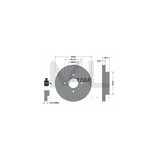 TEXTAR 92047500 Brake Disc Internally Vented, without wheel hub, without wheel studs | ML Performance Car Parts