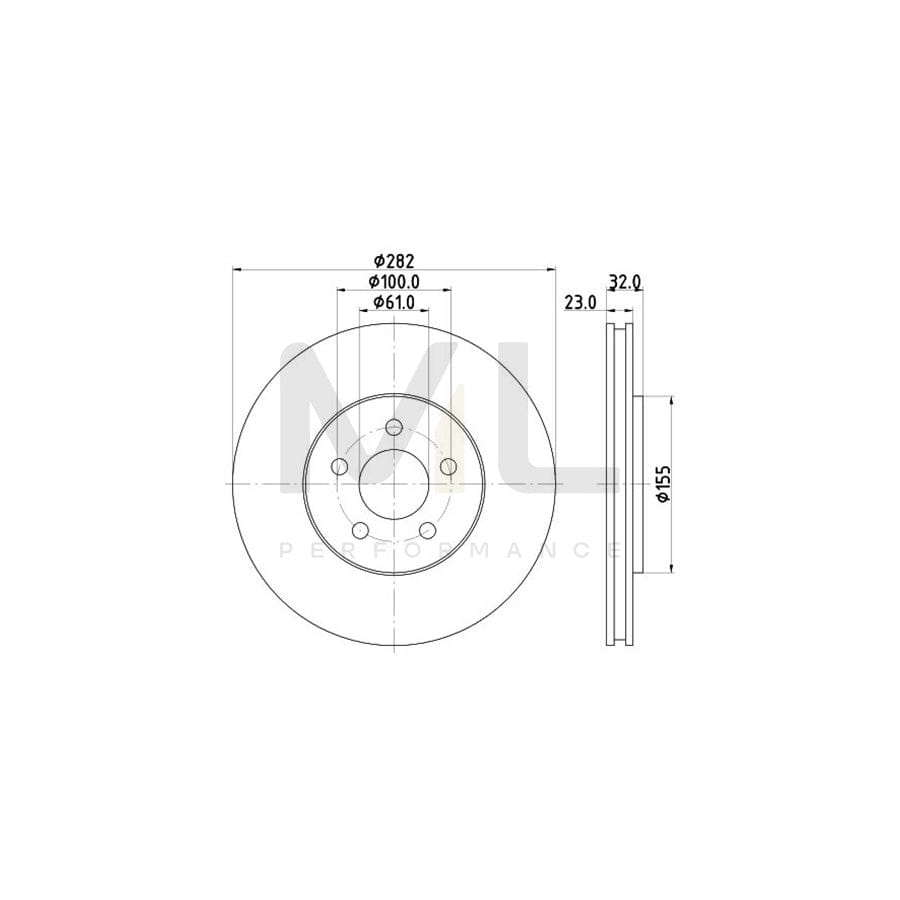 HELLA PRO 8DD 355 120-621 Brake Disc Internally Vented, Coated, without wheel hub, without wheel studs