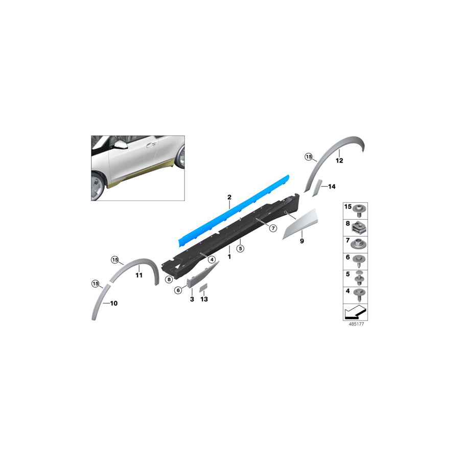 Genuine BMW 51757368597 Left Door Sill Trim Panel (Inc. i3 94Ah, i3 60Ah Rex & i3 120Ah) | ML Performance US Car Parts