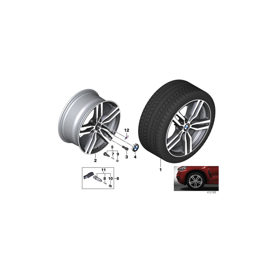 Genuine BMW 36117849629 F16 Light Alloy Rim Ferricgrey 9JX19 ET:48 (Inc. X6) | ML Performance US Car Parts