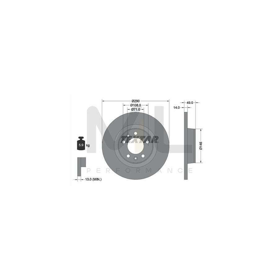 TEXTAR 92157100 Brake Disc Solid, without wheel hub, without wheel studs | ML Performance Car Parts
