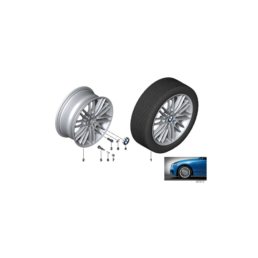 Genuine BMW 36117846782 F23 F22 Disk Wheel Light Alloy Dekor Silver 2 7,5JX17 ET:43 (Inc. M240iX, 120d & 118dX) | ML Performance US Car Parts