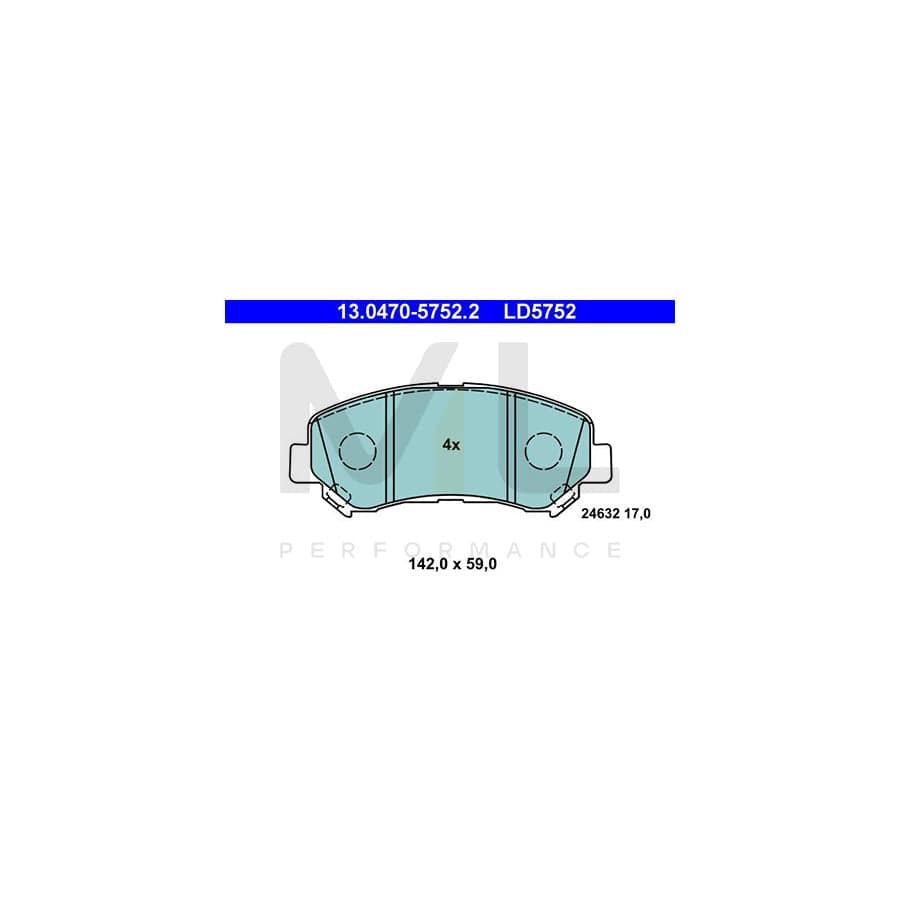 ATE Ceramic 13.0470-5752.2 Brake pad set excl. wear warning contact