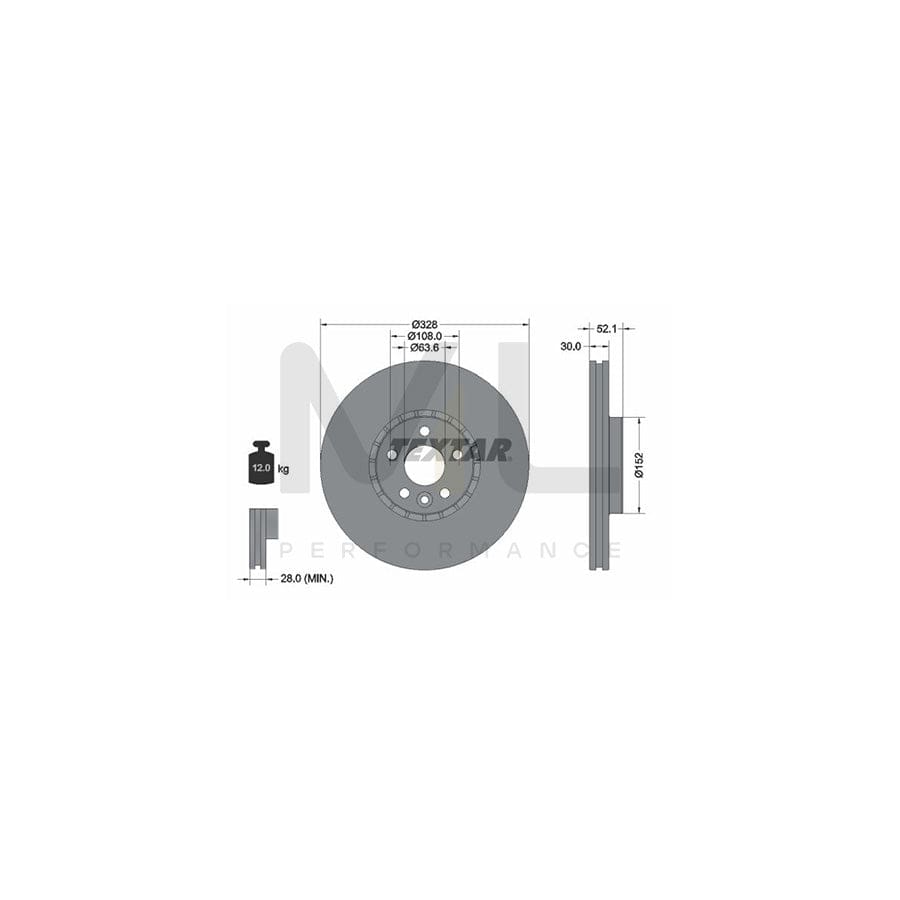 TEXTAR PRO+ 92196305 Brake Disc for VOLVO XC60 I (156) Externally Vented, Coated, High-carbon, without wheel hub, without wheel studs | ML Performance Car Parts