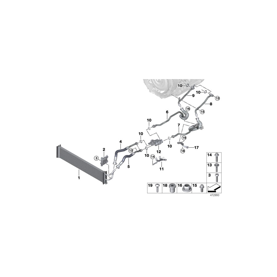 Genuine BMW 17228602393 G12 Transmission Oil Cooler Line, Flow (Inc. M760iX & M760LiX) | ML Performance US Car Parts