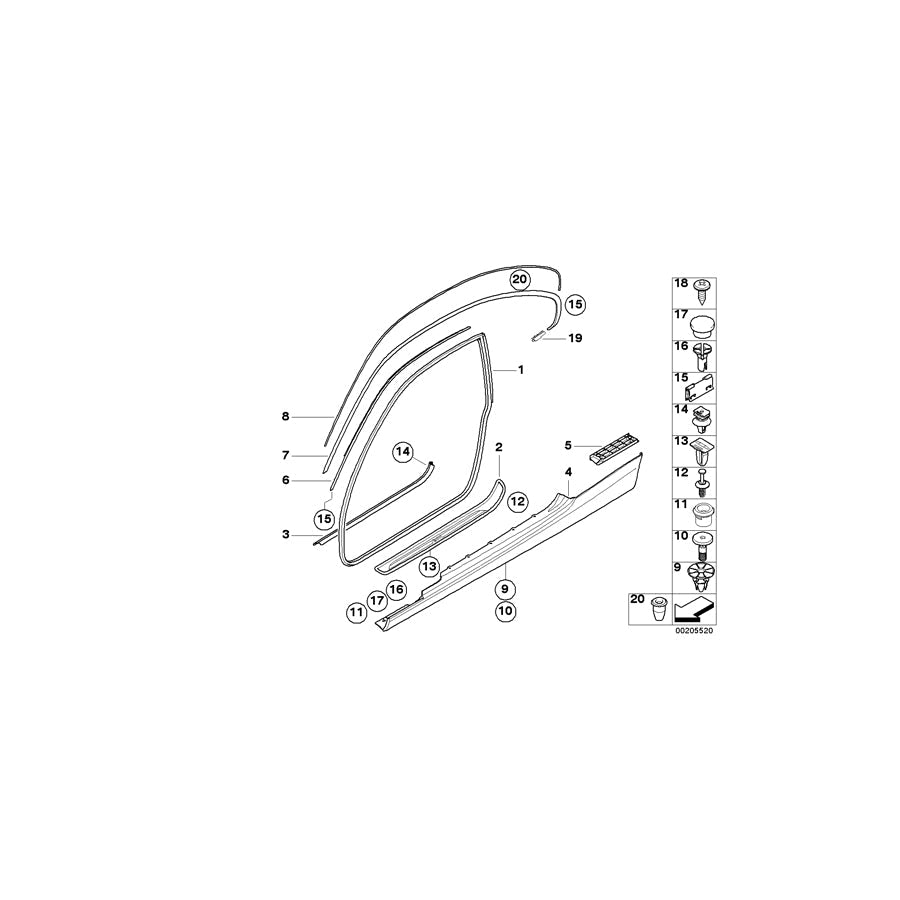 Genuine BMW 51767173559 E92 Roof Frame Strip, Left ALU MATT (Inc. 318i, 323i & 330xi) | ML Performance US Car Parts