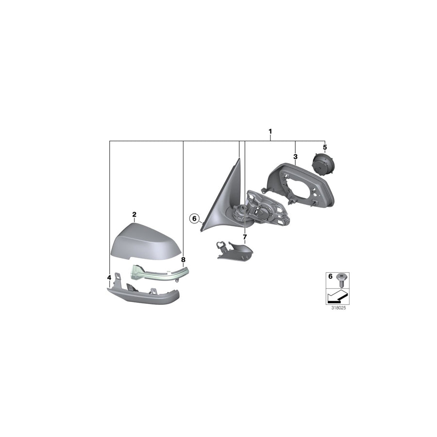 Genuine BMW 51167308389 F03 F01 F02 Exterior Mirror, No Lens, Heated, Left (Inc. 740LdX, 760LiS & 740i) | ML Performance US