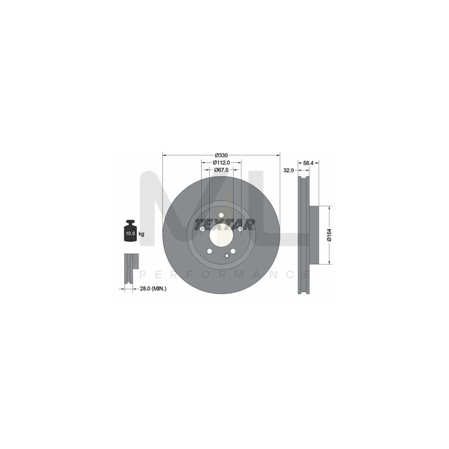 TEXTAR PRO 92279403 Brake Disc Internally Vented, Coated, without wheel hub, without wheel studs | ML Performance Car Parts