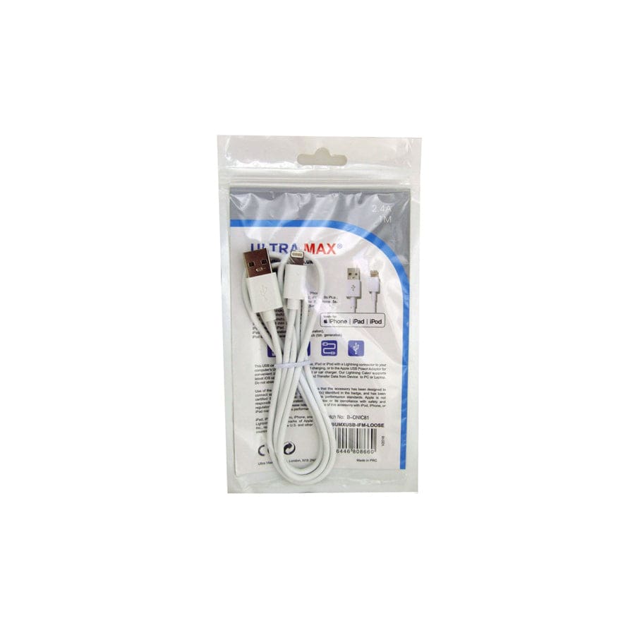 Ultramax USB Lightning MFI Loose Cable. 1M 2.4A (bag of 1)
