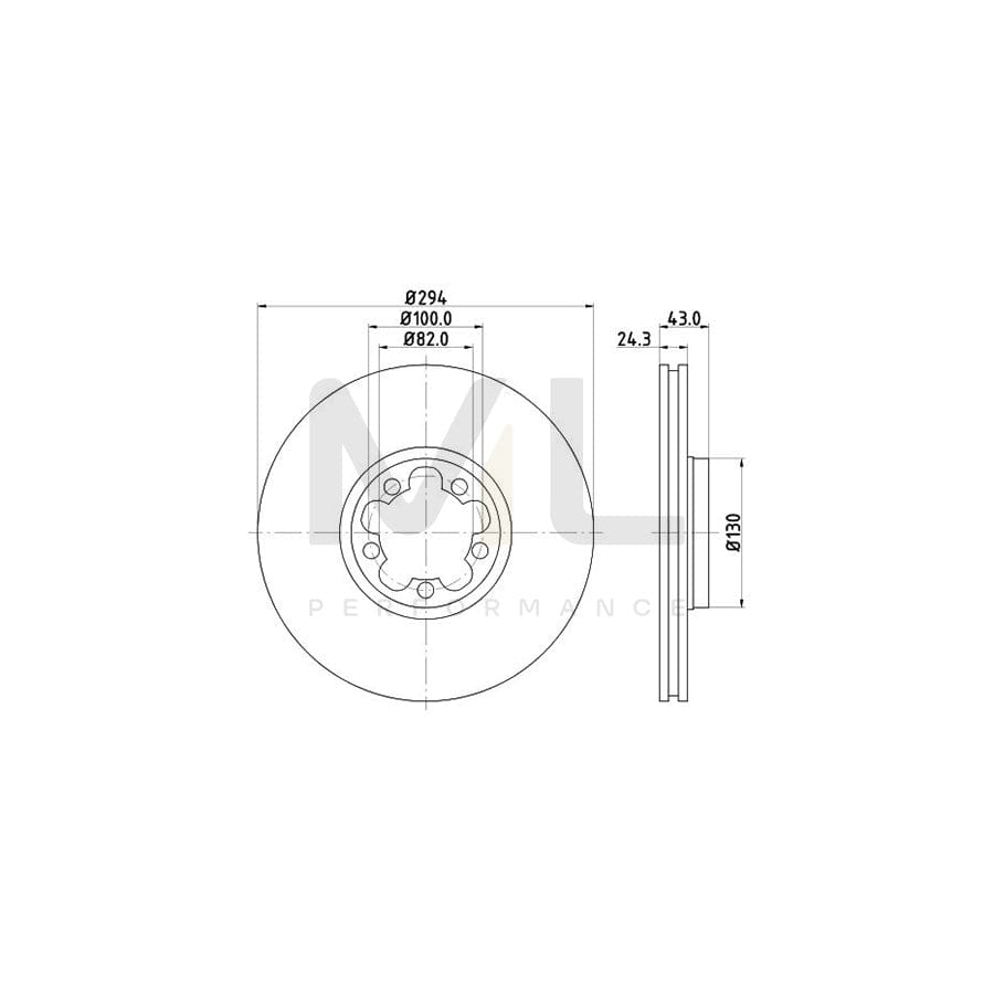 HELLA PRO High Carbon 8DD 355 127-541 Brake Disc for FORD TRANSIT Internally Vented, Coated, High-carbon, without wheel hub, without wheel studs