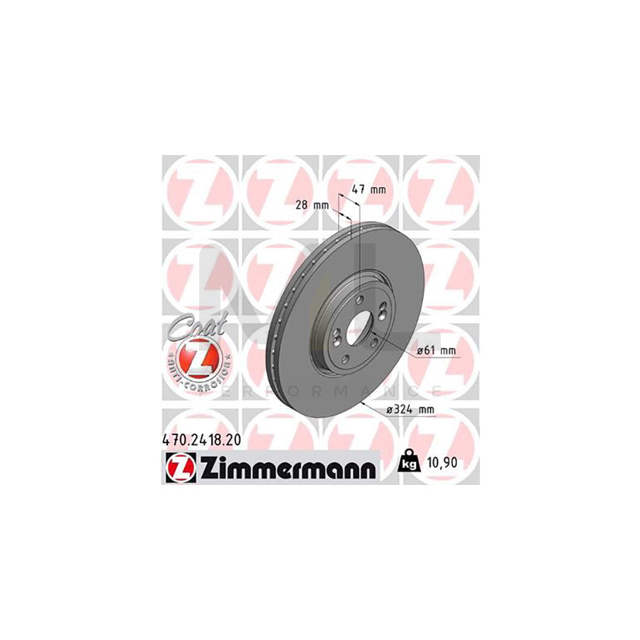 ZIMMERMANN COAT Z 470.2418.20 Brake Disc Externally Vented, Coated, High-carbon  - 1 piece