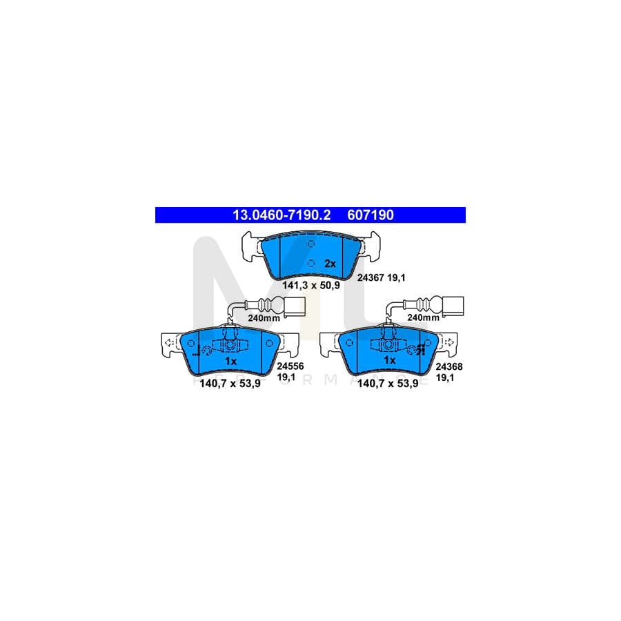 ATE 13.0460-7190.2 Brake pad set for VW Touareg I (7LA, 7L6, 7L7) incl. wear warning contact
