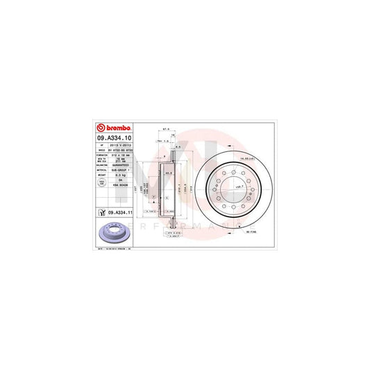 BREMBO 09.A334.10 Brake Disc Internally Vented | ML Performance Car Parts