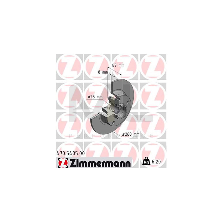 ZIMMERMANN 470.5405.00 Brake Disc for RENAULT MEGANE Solid, with ABS sensor ring, with wheel bearing  - 1 piece