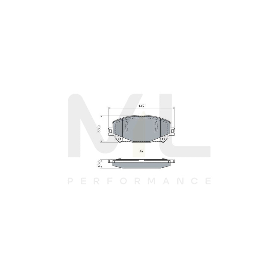 Bosch 0986424939 Brake Pad Set With Anti-Squeak Plate, With Mounting Manual BP2557 | ML Performance Car Parts