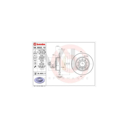 BREMBO 08.9502.10 Brake Disc Solid, with bolts/screws | ML Performance Car Parts