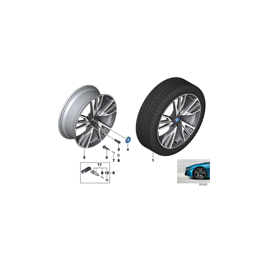 Genuine BMW 36116885167 I15 Disc Wheel Light-Alloy Black Matt Left 7,5JX20 ET:40 (Inc. i8) | ML Performance US Car Parts